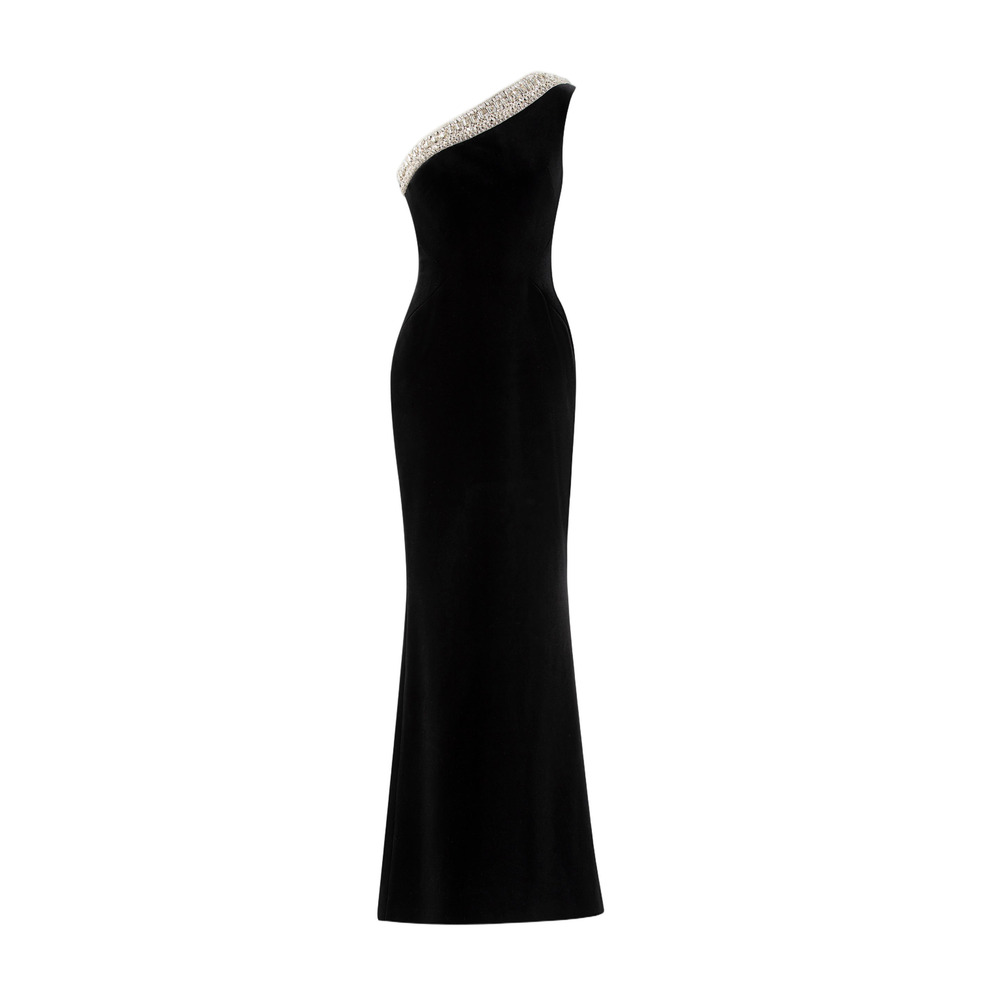 SAIID KOBEISY Crystal Embellished One-Shoulder Dress